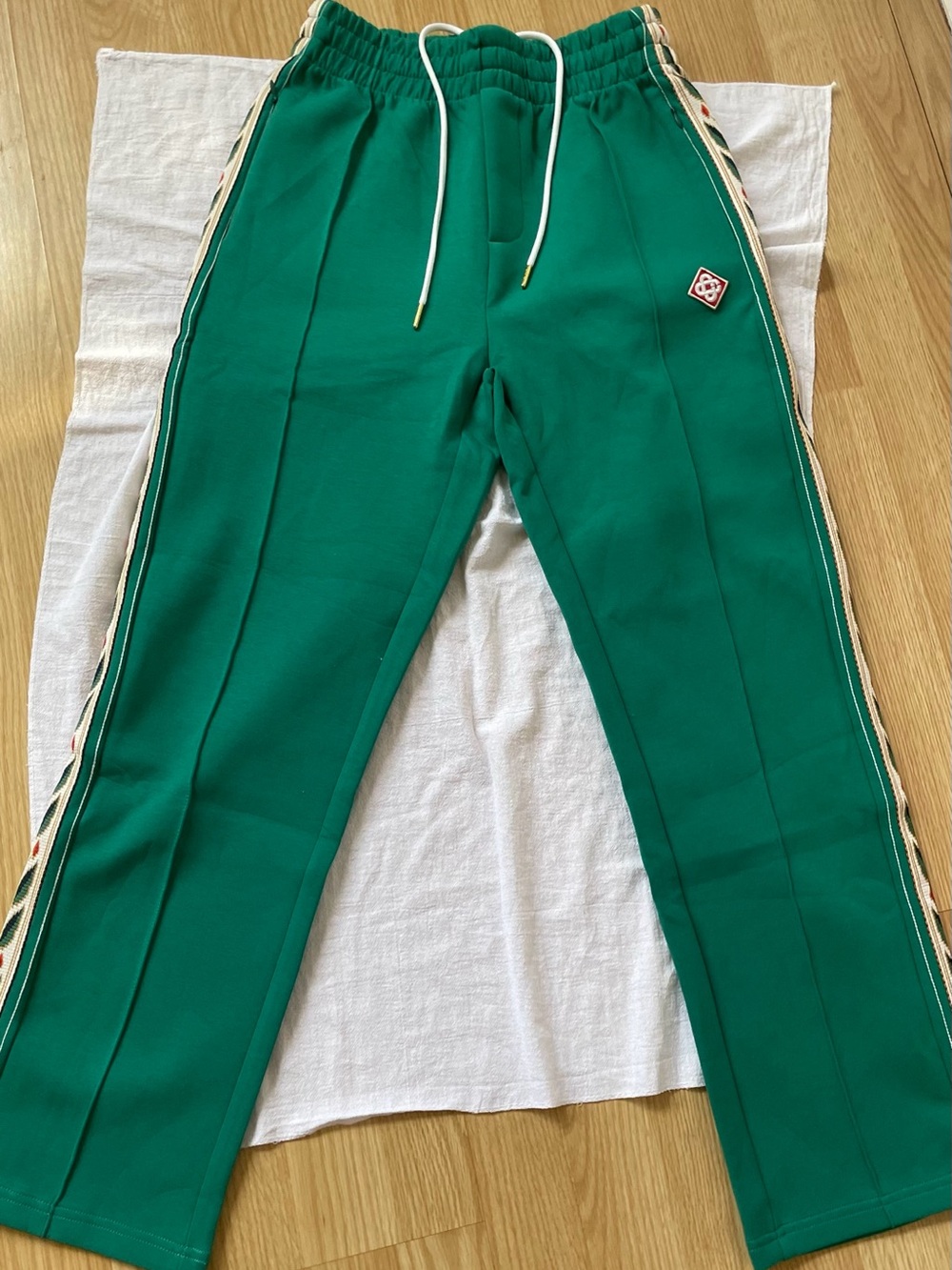 Casablanca Men Emerald Green Track Joggers with Side Stripe